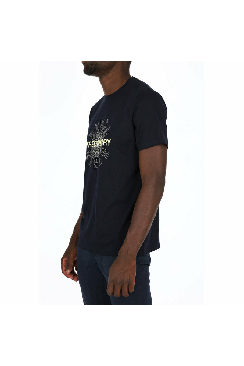 FREDPERRY M3663 t-shirt manica corta con logo stampato frontalmente