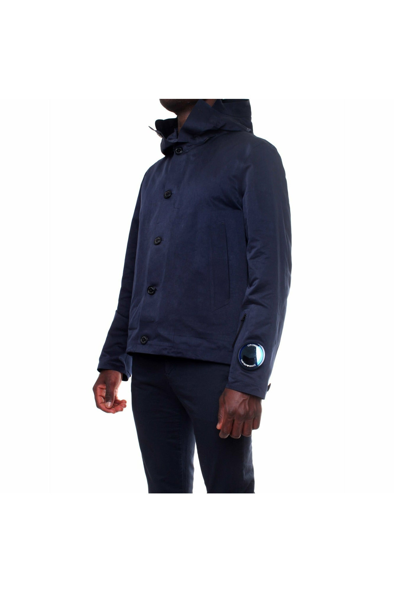 EmporioArmaniforC.P.Company 11CMOW391A-006258A giacca a vento con cappuccio fisso con occhiali incorporati e patch con logo sulla manica