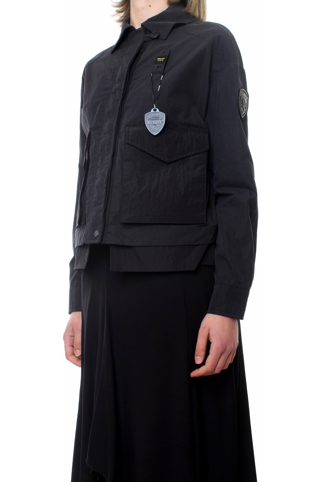 BLAUER 22SBLDC04210-006221 giacca impermeabile con passante con logo e scudo laterale