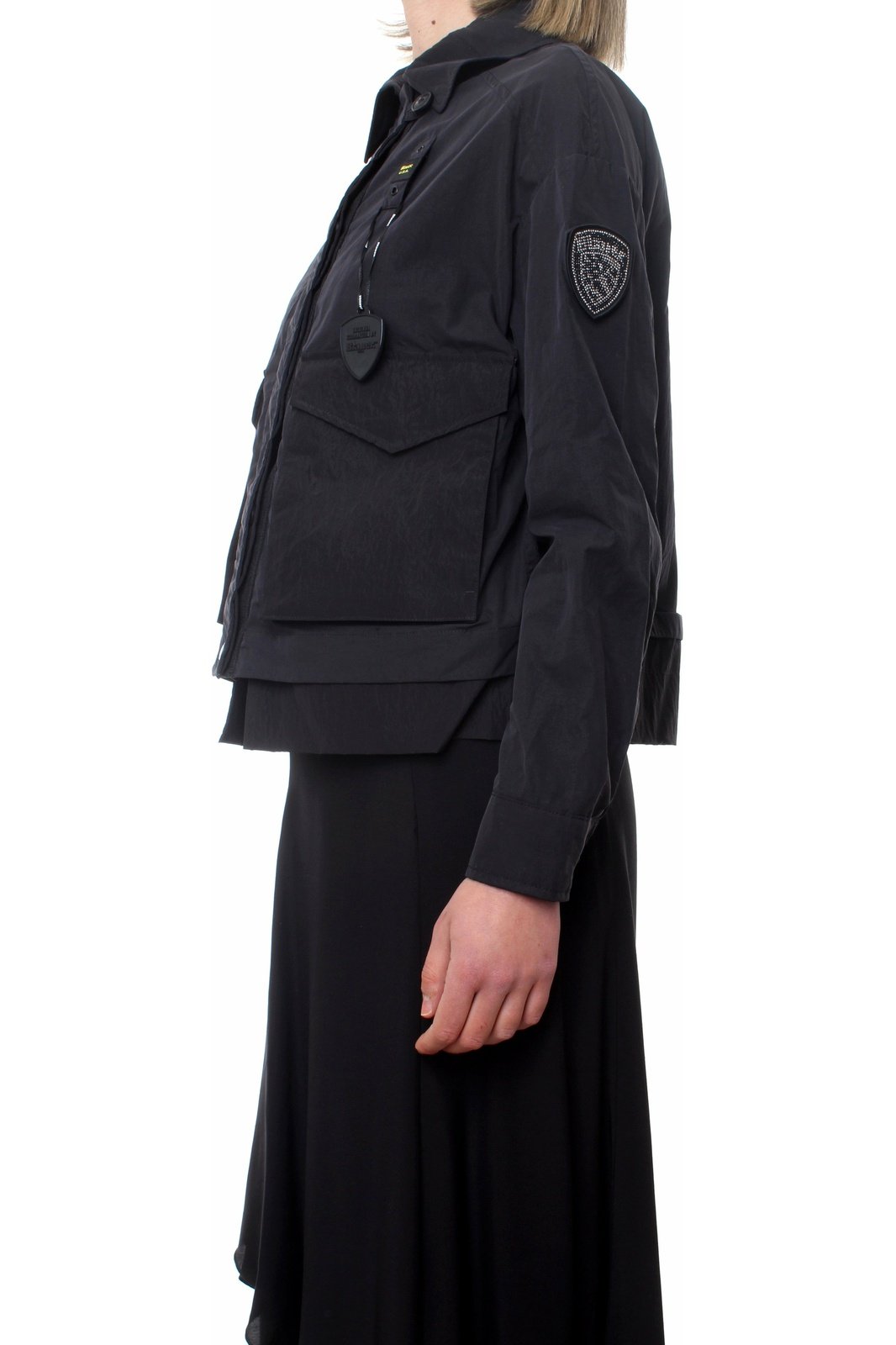 BLAUER 22SBLDC04210-006221 giacca impermeabile con passante con logo e scudo laterale