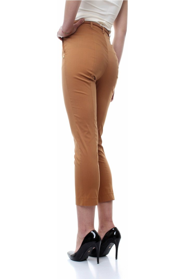PATRIZIAPEPE 2P1415/A23 pantalone slim cropped con cintura in corda con nappe e dettaglio fly in rilievo