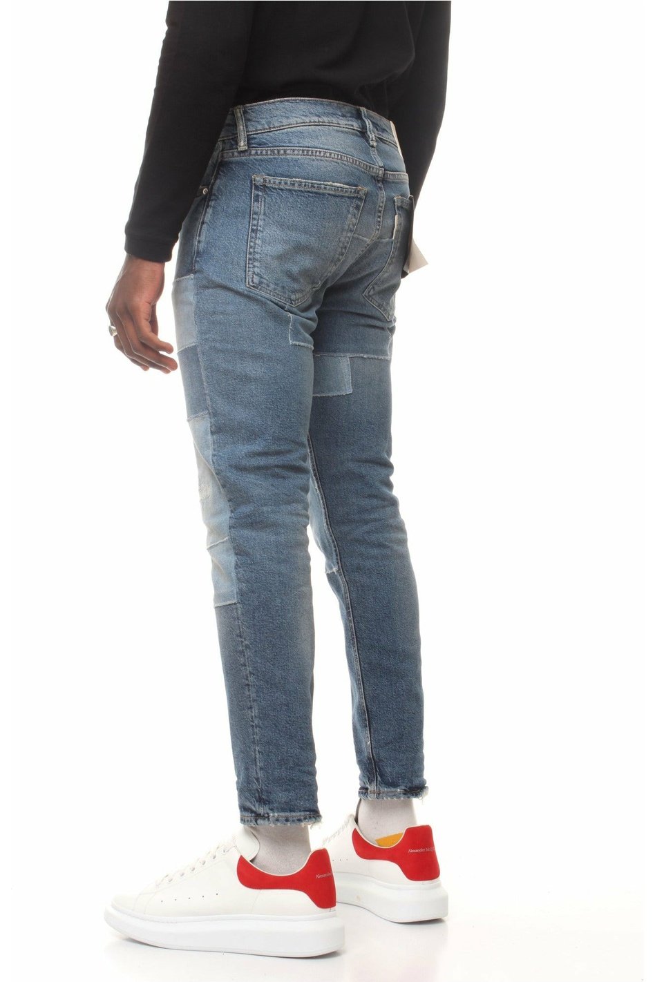HAIKURE HEM03213DS063L0660 jeans skinny cinque tasche con toppe di diverso colore