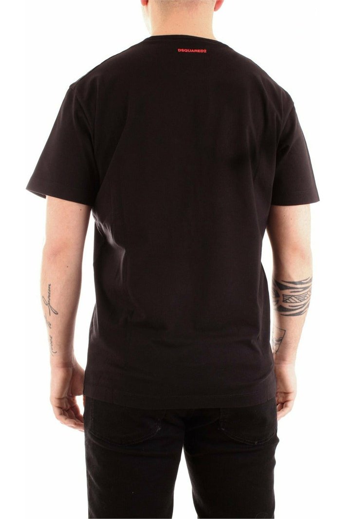 Dsquared2 S74GD0688 t-shirt in jersey di cotone con stampa a contrasto
