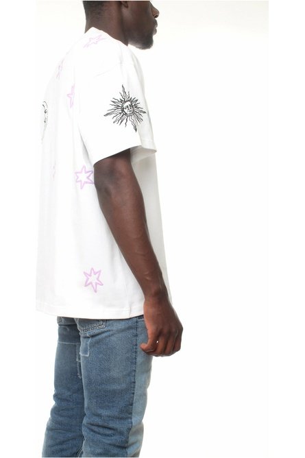 ACUPUNCTURE STAR MOON T-SHIRT t-shirt over manica corta con logo frontale e stampa sul retro