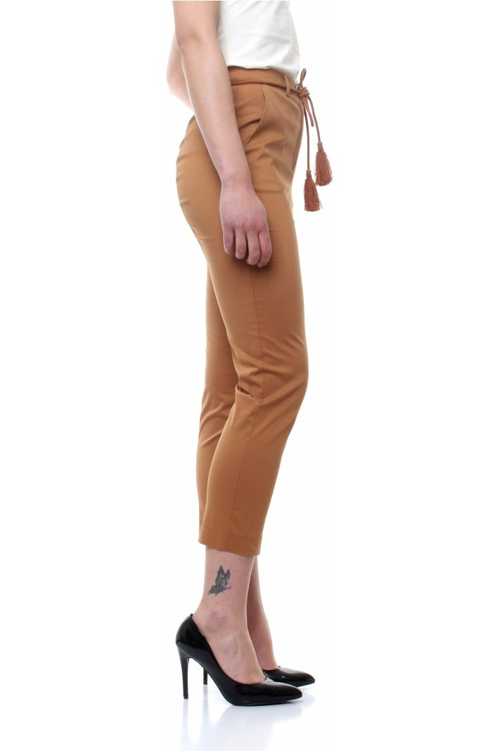 PATRIZIAPEPE 2P1415/A23 pantalone slim cropped con cintura in corda con nappe e dettaglio fly in rilievo