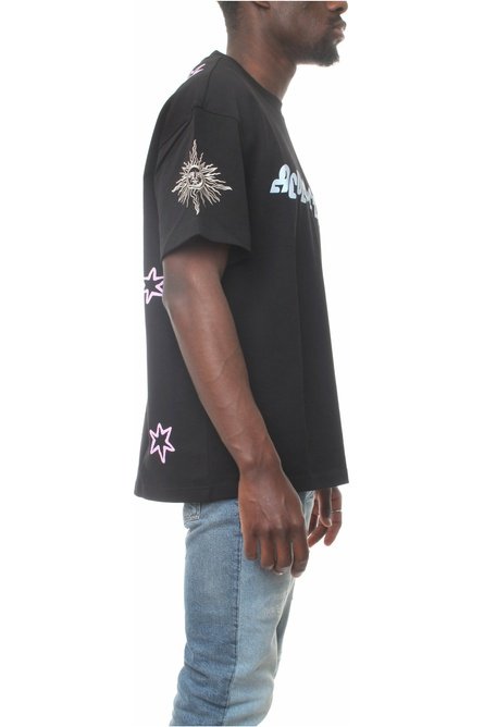 ACUPUNCTURE STAR MOON T-SHIRT t-shirt over manica corta con logo frontale e stampa sul retro