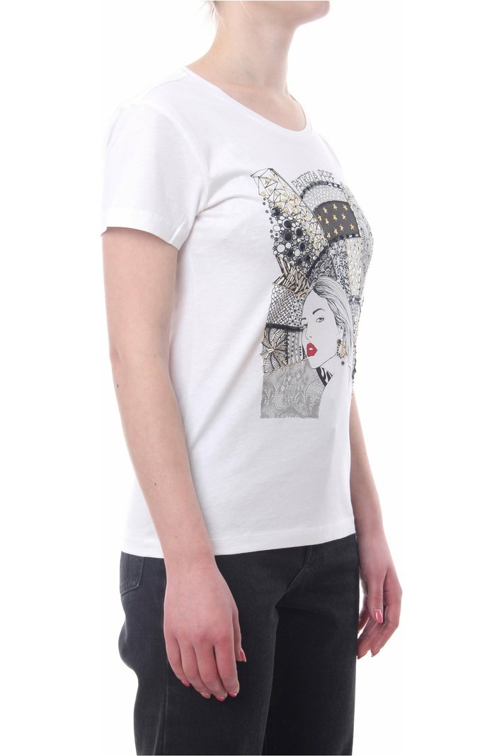 PATRIZIAPEPE 8M1386/J005/X760b t-shirt manica corta con stampa con pietre e logo