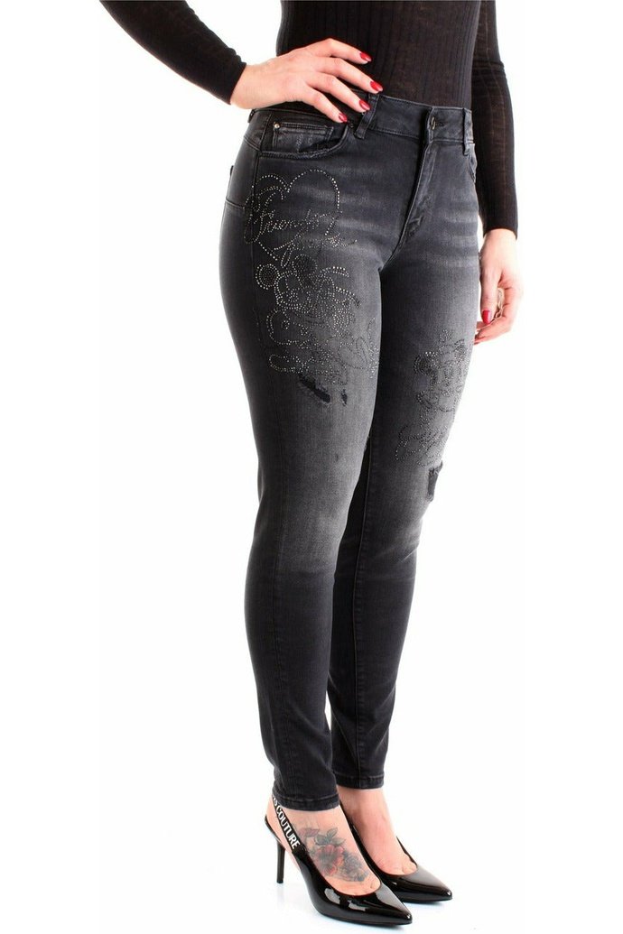 Fracomina x Disney FD21WV8001D44904 jeans skinny fit con lavaggio scuro e applicazioni strass